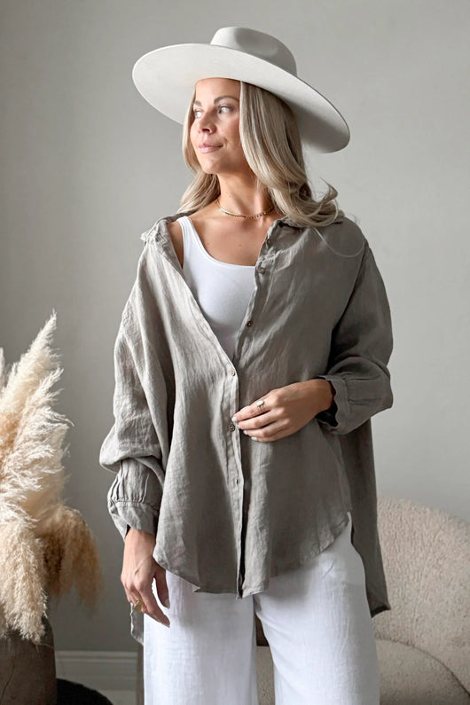EASY DAYS LINEN SHIRT TAUPE -  BOHEMIANA